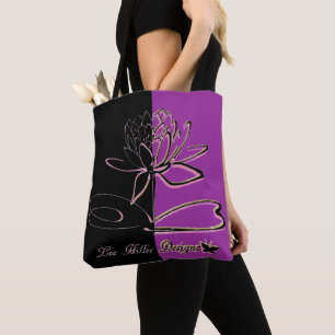 Lee Hiller Designs Accents Black Violet Gold Tote Bag