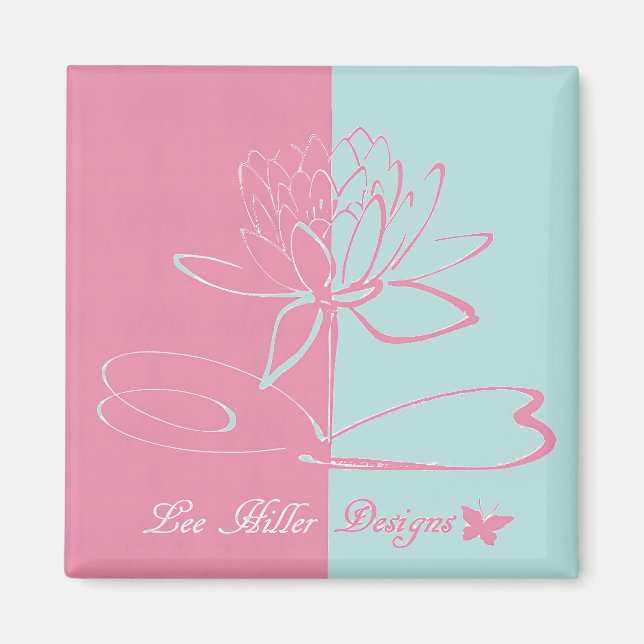 Lee Hiller Designs Accents Pink Aqua Magnet (Front)