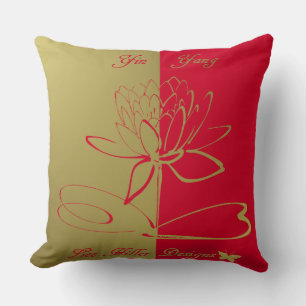 Lee Hiller Designs Logo Accents Gold Red Cushion