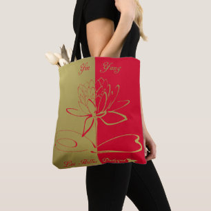 Lee Hiller Designs Logo Accents Gold Red Tote Bag