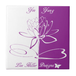 Lee Hiller Designs Logo Accents White Violet Ceramic Tile