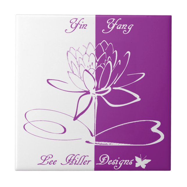 Lee Hiller Designs Logo Accents White Violet Ceramic Tile (Front)