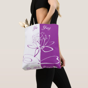 Lee Hiller Designs Logo Accents White Violet Tote Bag