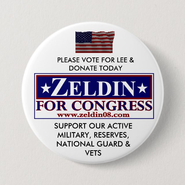 LEE ZELDIN FOR CONGRESS 7.5 CM ROUND BADGE (Front)
