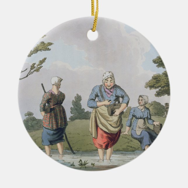 Leech Finders, from `Costume of Yorkshire' engrave Ceramic Ornament (Front)