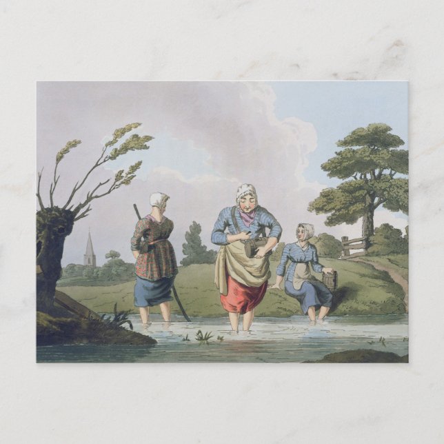 Leech Finders, from `Costume of Yorkshire' engrave Postcard (Front)