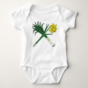 Leek and Daffodil Crossed Baby Bodysuit