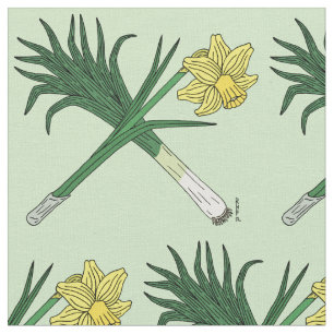 Leek and Daffodil Crossed Fabric