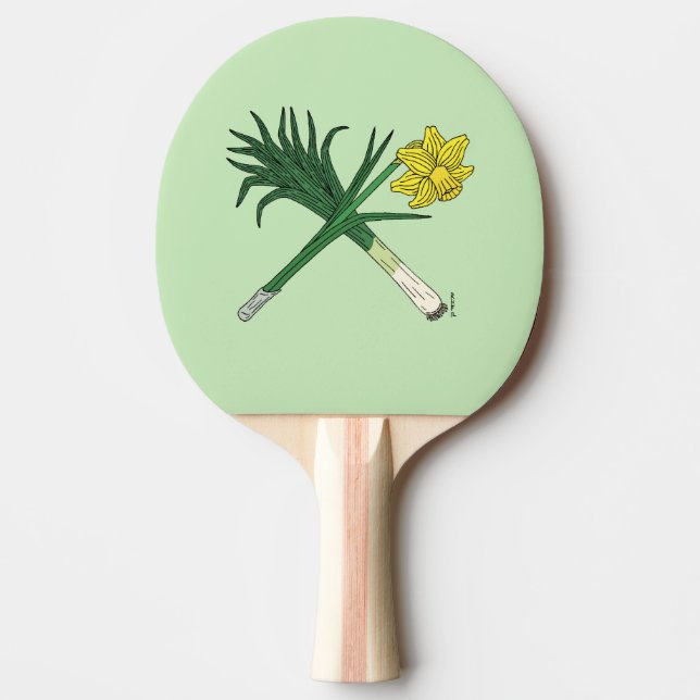 Leek and Daffodil Crossed Ping Pong Paddle (Front)