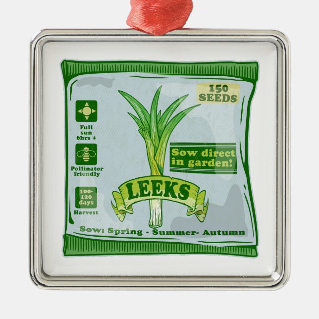 Leek Seeds Growing Vegetables Metal Ornament (Front)