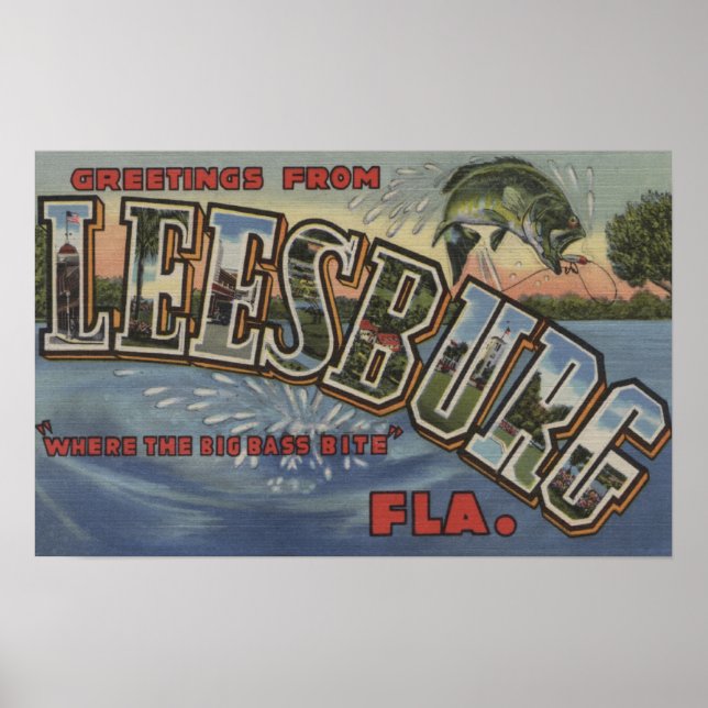 Leesburg, Florida - Large Letter Scenes Poster (Front)