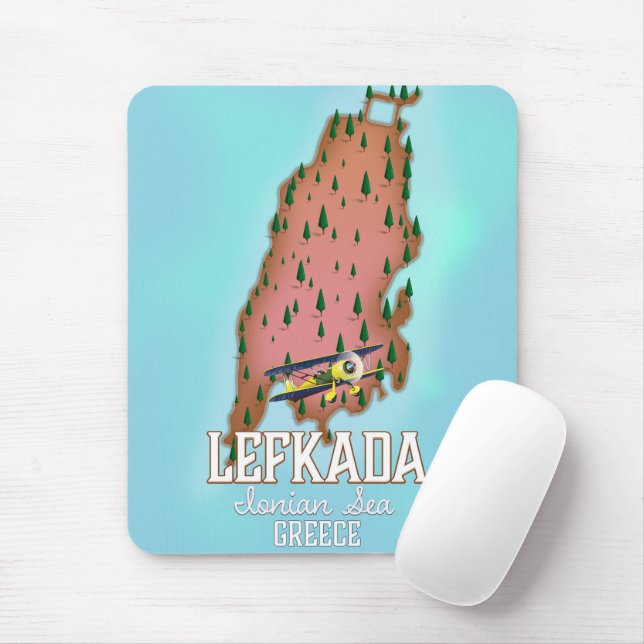 Lefkada Greece travel poster. Mouse Pad (With Mouse)
