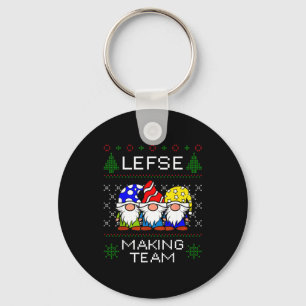 Lefse Making Team Ugly Christmas Sweater  Key Ring