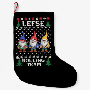 Lefse Rolling Team Christmas Baking Gnome Xmas Small Christmas Stocking