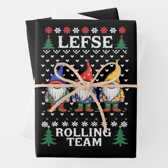 Lefse Rolling Team Christmas Baking Gnome Xmas  Wrapping Paper Sheet (In situ)