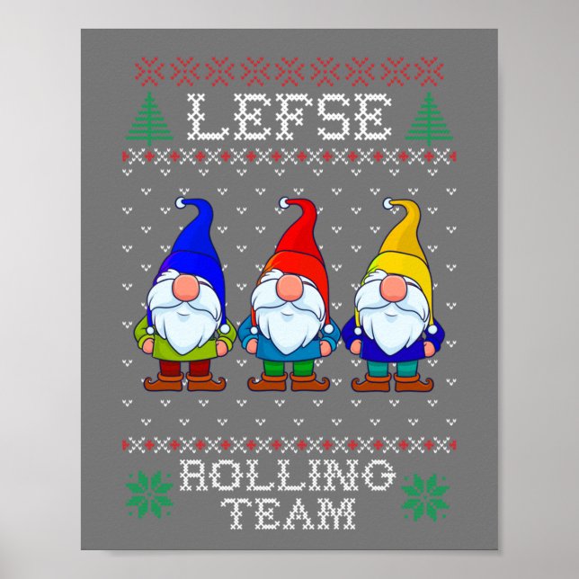 Lefse Rolling Team, Christmas Baking Tomte Gnome Poster (Front)