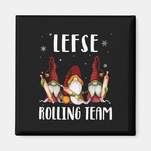Lefse Rolling Team Gnomes Christmas Xmas Plaid Kid Magnet (Front)