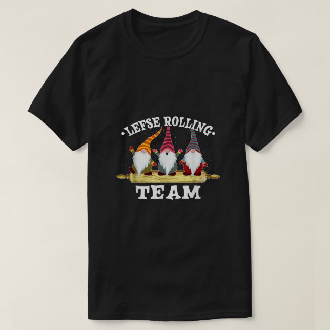 Lefse Rolling Team Nisse Tomte Norway Funny Christ T-Shirt (Design Front)
