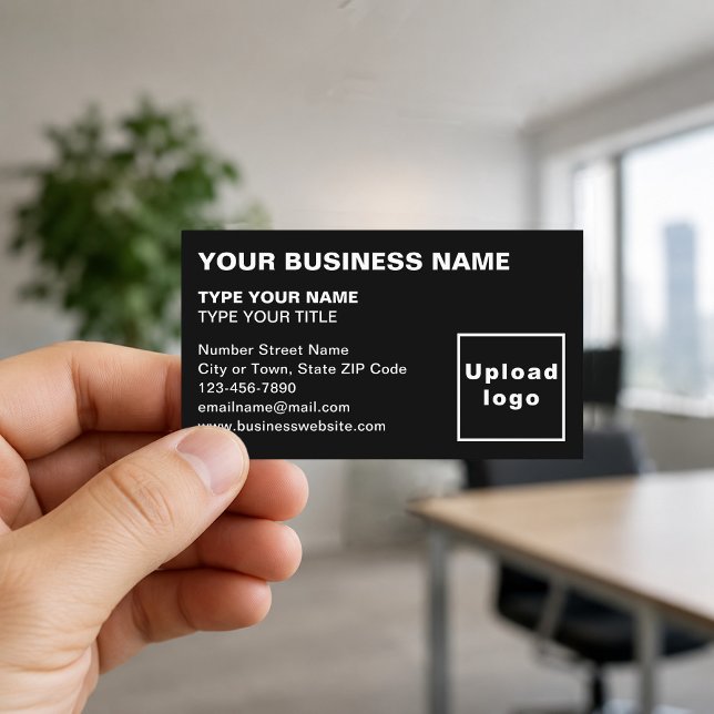 Left-Aligned Black Business Card (Front of the business card)