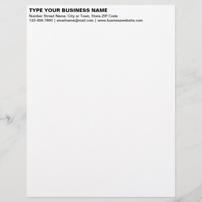 Left Aligned Black Plain Texts Heading of Custom Letterhead (Front)