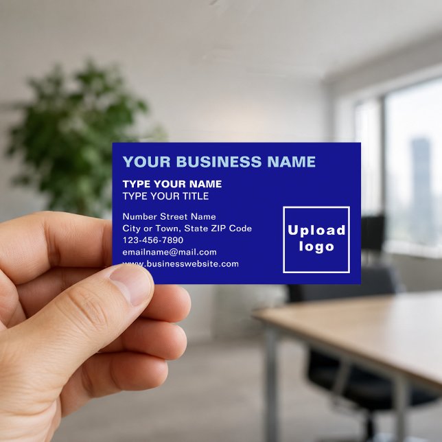 Left-Aligned Blue Business Cards (Front of the business card)