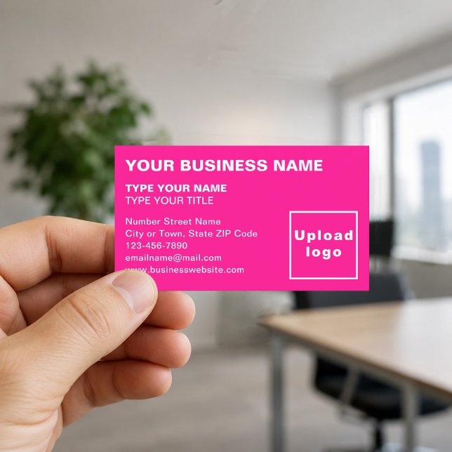 Left-Aligned Pink Business Cards (Front of the business card)