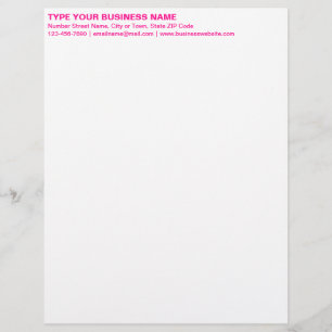 Left Aligned Pink Plain Texts on Heading of Custom Letterhead