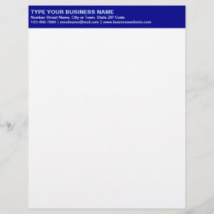 Left Aligned Plain Texts on Blue Heading of Custom Letterhead