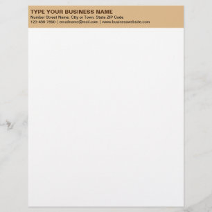 Left Aligned Plain Texts on Light Brown Heading of Custom Letterhead