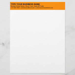 Left Aligned Plain Texts on Orange Heading of Custom Letterhead