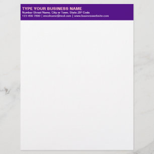 Left Aligned Plain Texts on Purple Heading of Custom Letterhead