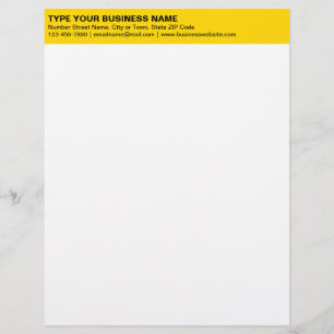 Left Aligned Plain Texts on Yellow Heading of Custom Letterhead