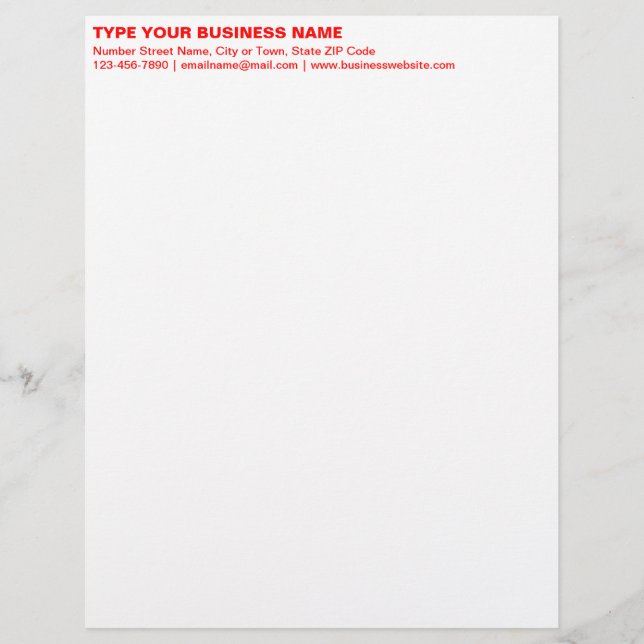 Left Aligned Red Plain Texts Heading of Letterhead (Front)