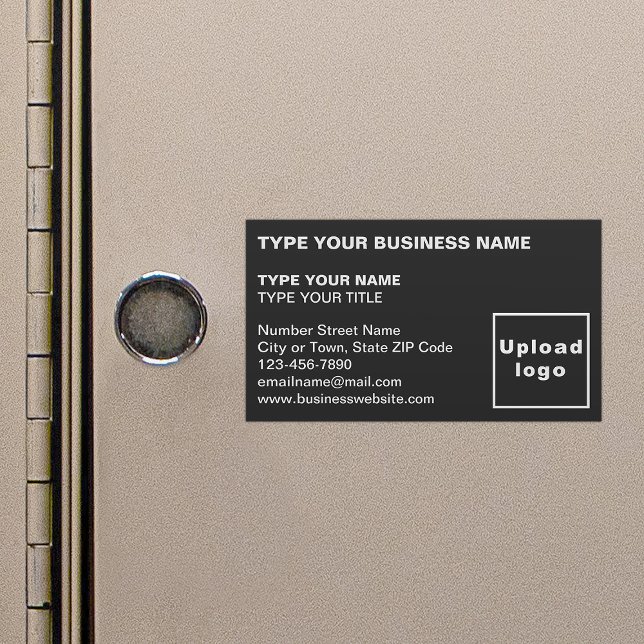 Left Aligned Style Black Magnetic Business Card (Black magnetic business card in left aligned style)