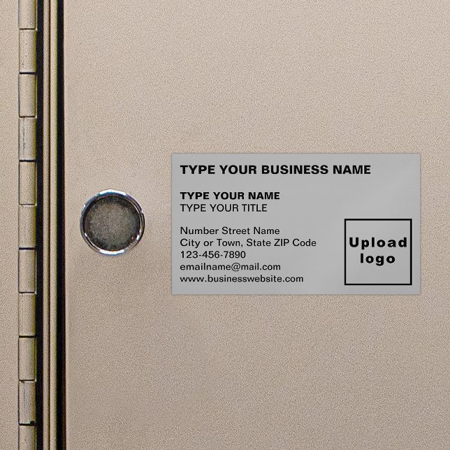 Left Aligned Style Grey Magnetic Business Card (Gray magnetic business card in left aligned style)