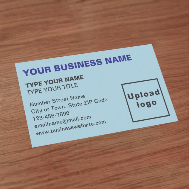 Left Aligned Style Light Blue Business Card (Front of the business card)
