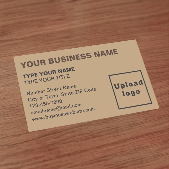 Left Aligned Style Light Brown Business Card (Front of the business card)