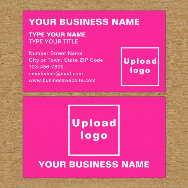 Left Aligned Style Pink Business Card (The front and back of the pink business card)