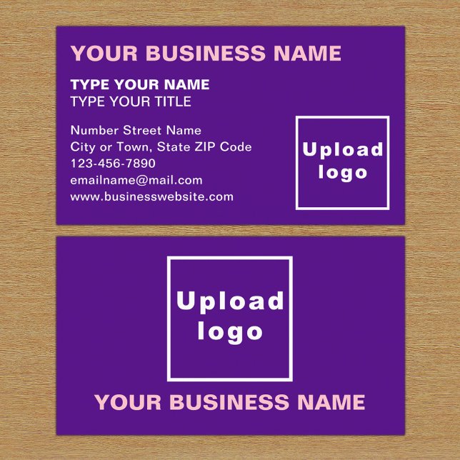 Left Aligned Style Purple Business Card (The front and back of the purple business card)