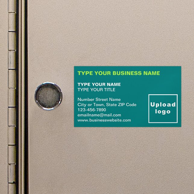 Left Aligned Teal Green Magnetic Business Card (Teal green magnetic business card in left aligned style)
