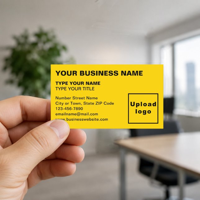 Left-Aligned Yellow Business Cards (Front of the business card)