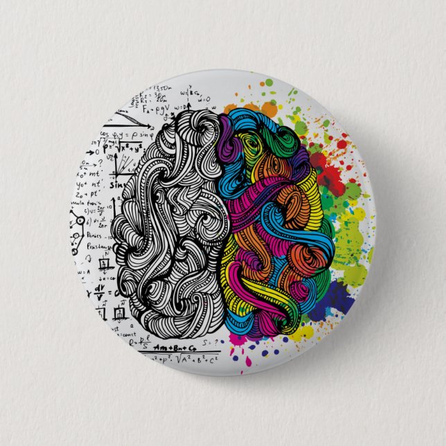 Left and right brain 6 cm round badge (Front)