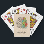 Left And Right Human Brain Personalise Playing Cards<br><div class="desc">A comparison of the Left right human brain concept. Ready to be personalised. Just add your name and initials for a modern monogram. Creative part and logic part with social and business doodle sketch mathematics calculations and abstract art paint. The brain and mind psychology idea drawing illustration design. The brain...</div>