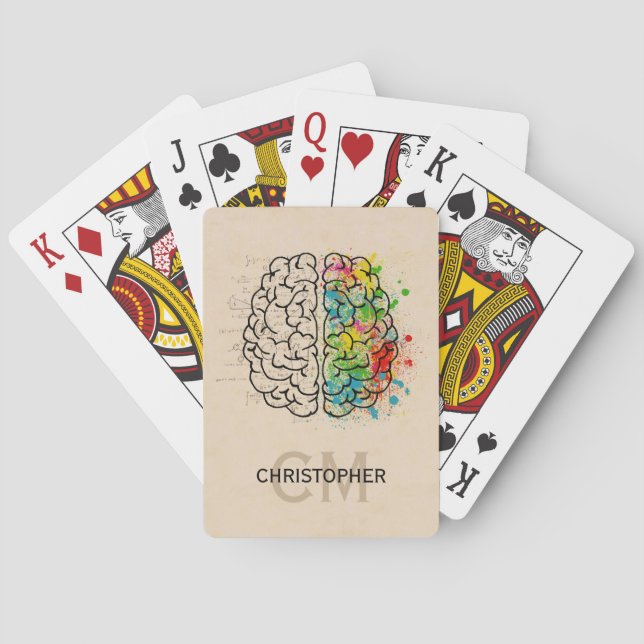 Left And Right Human Brain Personalise Playing Cards (Back)