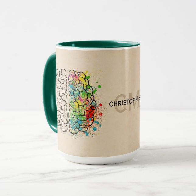 Left And Right Human Brain Personalize Green Mug (Front Left)