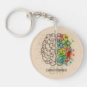 Left And Right Human Brain Personalize Key Ring