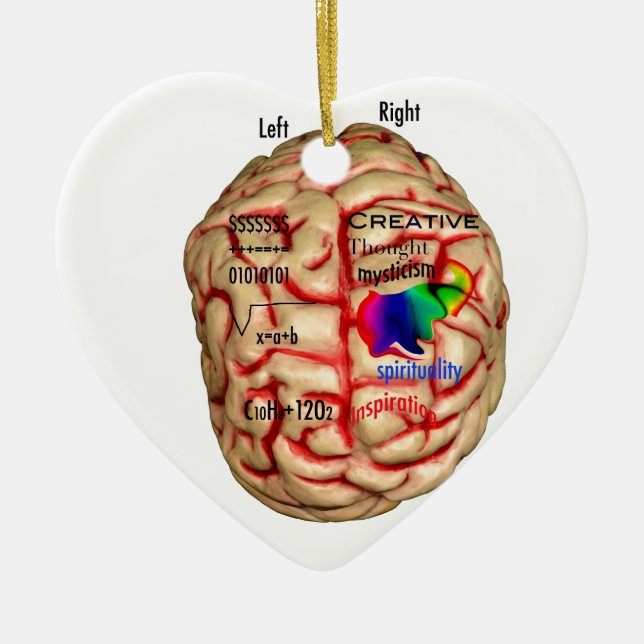 Left and Right Side of Brain Ceramic Ornament (Front)