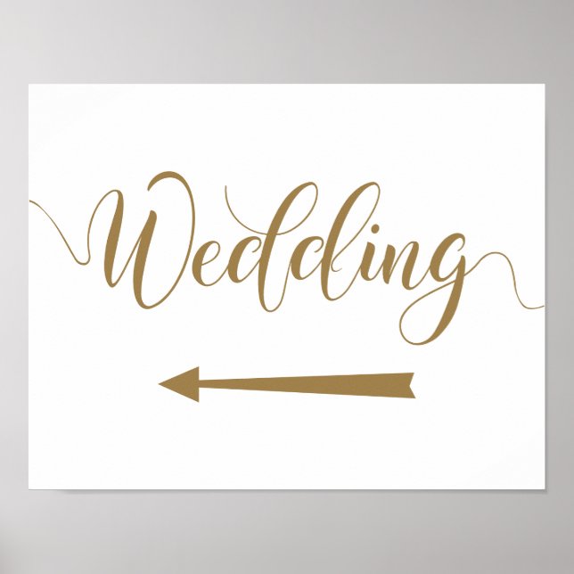 Left Arrow Wedding Sign Gold Directions Signage (Front)
