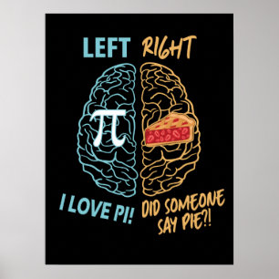 Left Brain Right Brain Funny Pi Poster
