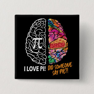 Left Brain Right Brain Pi 15 Cm Square Badge